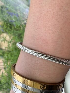 David Yurman sculpted cable bracelet white gold, large